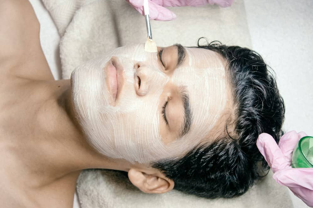 A relaxing face pack being applied in the studio