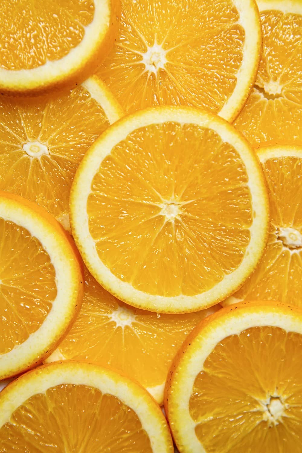 Sliced oranges, rich in vitamin C